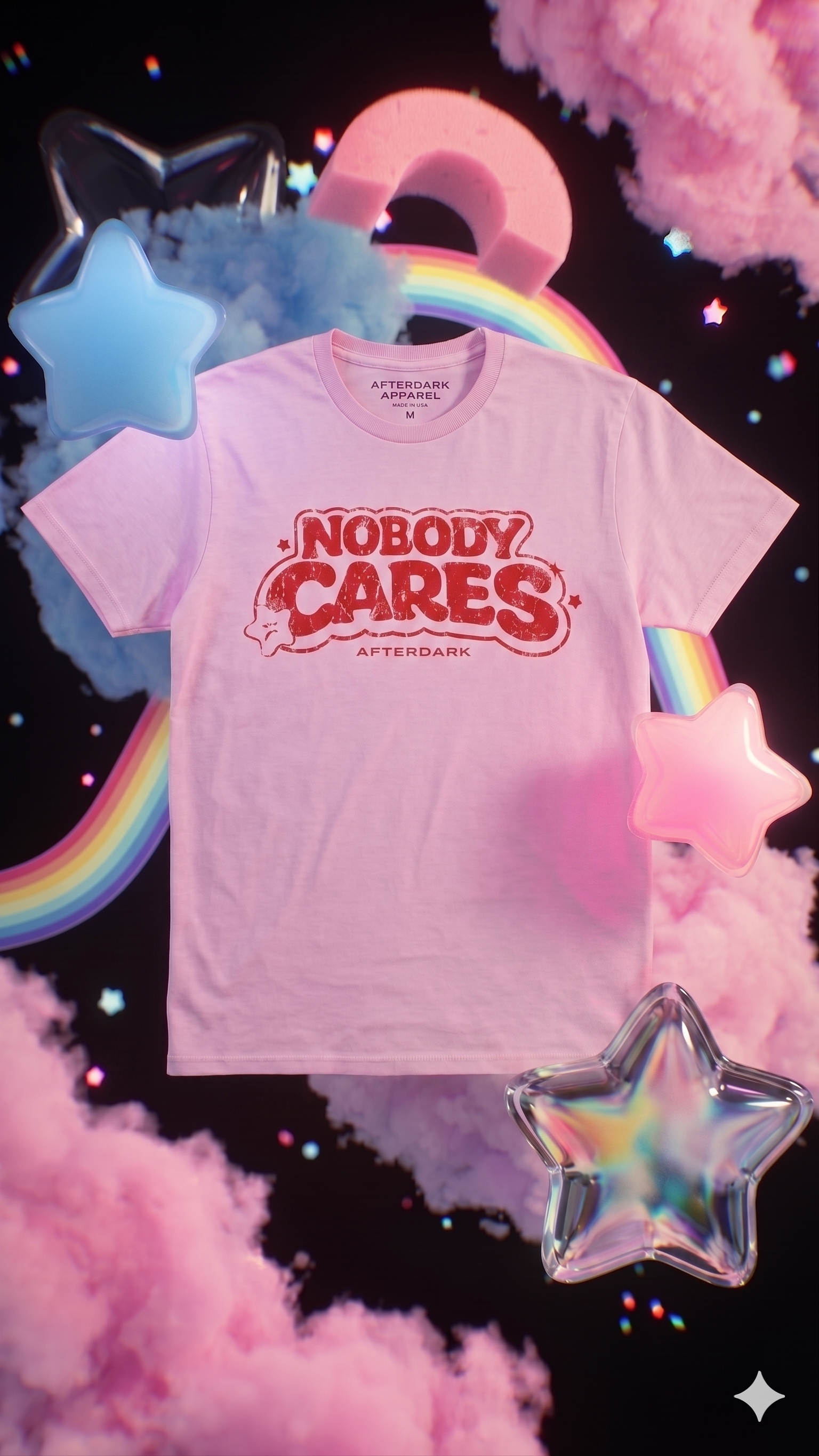 "Nobody Cares" Pink T-shirt